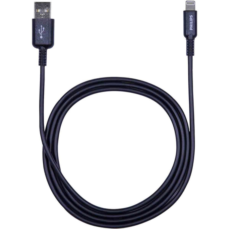 Philips Mifi Certified 6ft. USB-A Lightning Charging Cable, Black