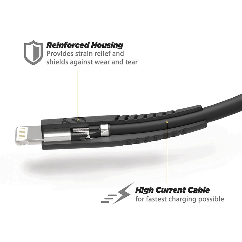 SCOSCHE Mifi Certified HDI310 Strikeline HD USB-A to Lightning 10 Ft Cable - Black