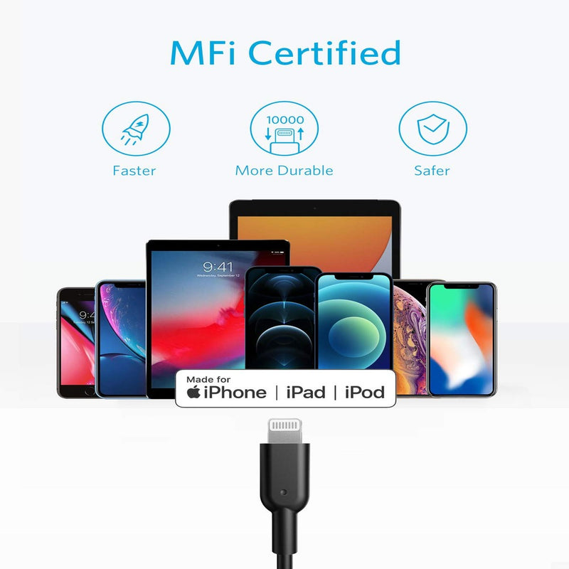 Anker USB C to Lightning Cable [6ft MFi Certified] Powerline II for iPhone 13 13 Pro 12 Pro Max 12 11 X XS XR 8 Plus, AirPods Pro, Supports Power Delivery (Charger Not Included) (Black)