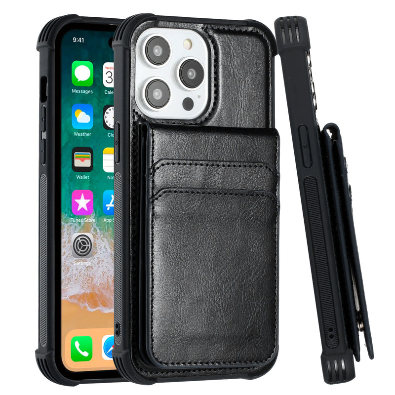 For iPhone 13 Pro Magnetic Wallet With Independent Detachable Card Holder - Black
