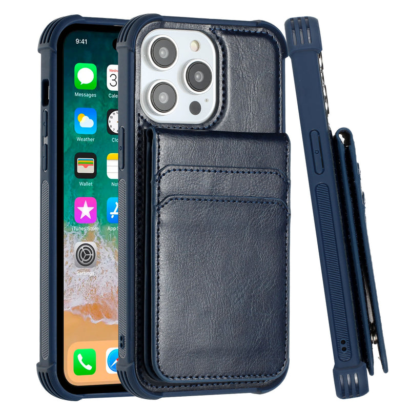 For iPhone 14 6.1" Magnetic Wallet With Independent Detachable Card Holder - Blue