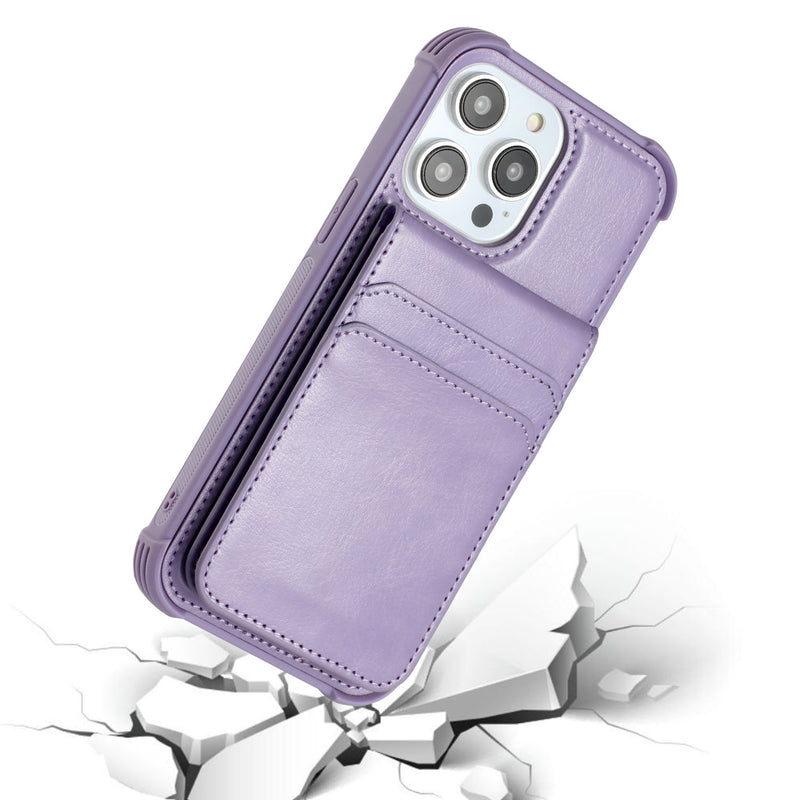 For iPhone 14 6.1" Magnetic Wallet With Independent Detachable Card Holder - Light Purple