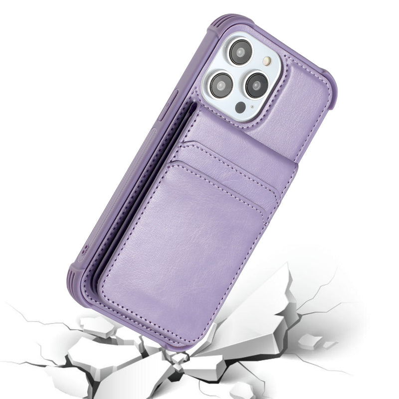 For iPhone 14 Plus 6.7" Magnetic Wallet With Independent Detachable Card Holder - Light Purple