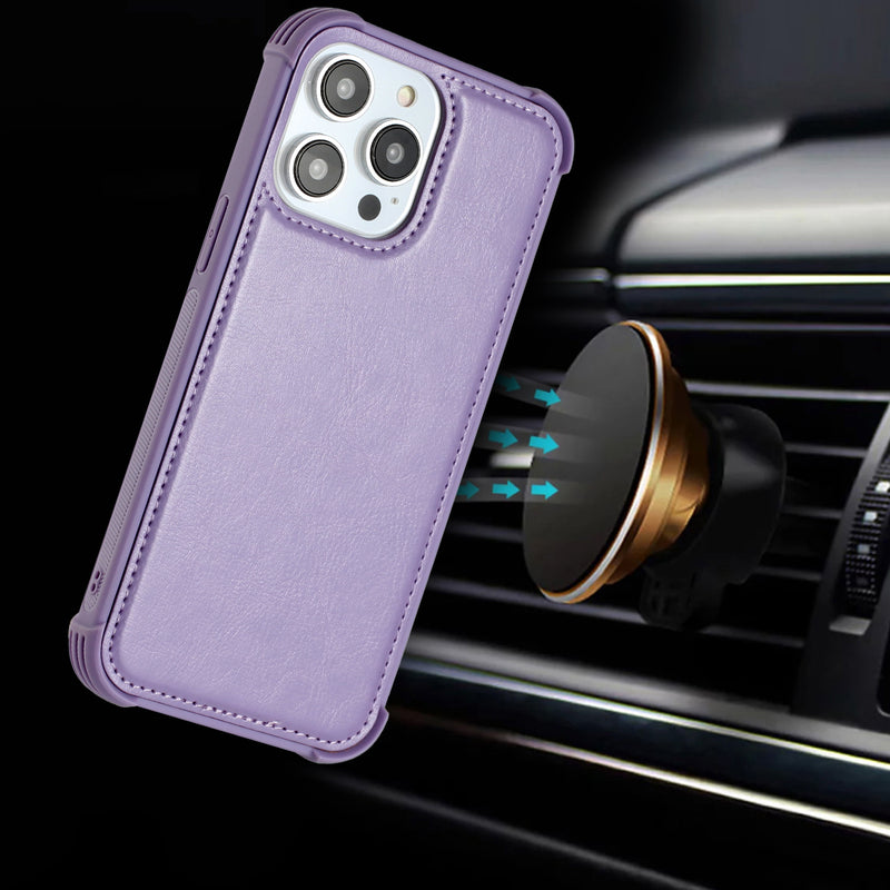 For iPhone 14 6.1" Magnetic Wallet With Independent Detachable Card Holder - Light Purple