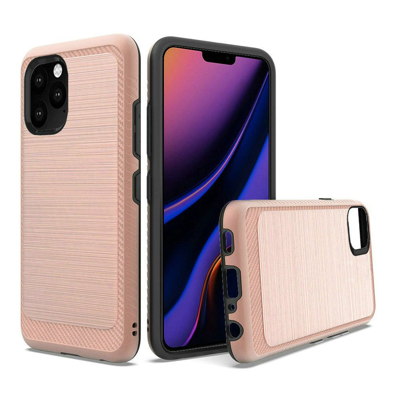 For iPhone 13 Pro Slim Brushed Hybrid with Design Edged Lining - Rose Gold