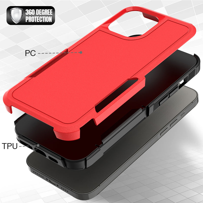 For Apple iPhone 14 PRO 6.1" Absolute Thick Tough Hybrid Case Cover - Red