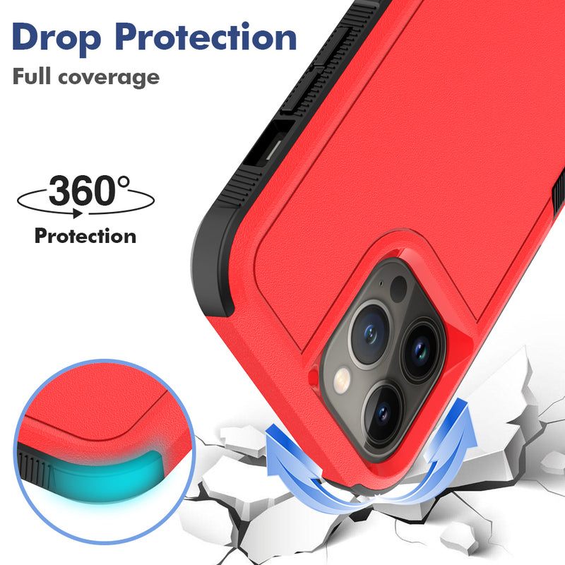 For Apple iPhone 14 PRO MAX 6.7" Absolute Thick Tough Hybrid Case Cover - Red