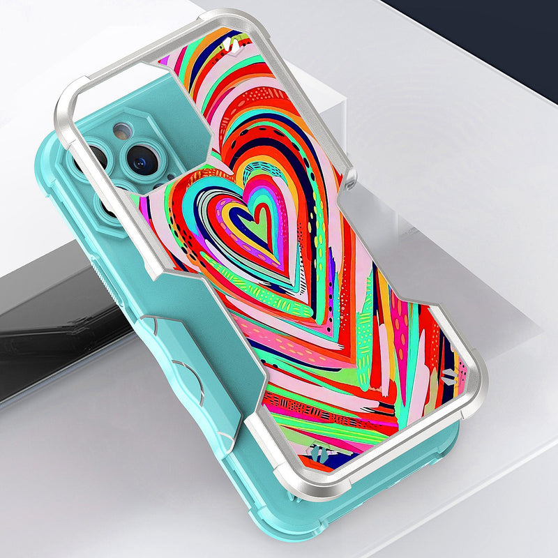 For Apple iPhone 14 PRO 6.1" Attractive Design Shockproof Hybrid Case Cover - B