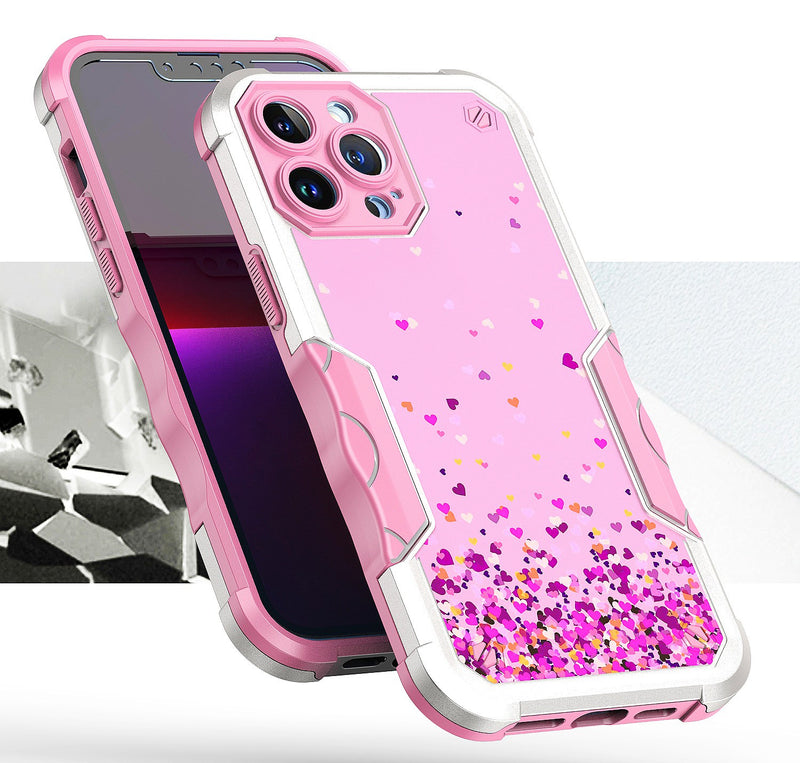 For Apple iPhone 14 PRO 6.1" Attractive Design Shockproof Hybrid Case Cover - E