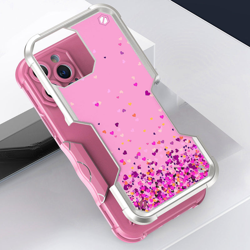 For Apple iPhone 14 PRO 6.1" Attractive Design Shockproof Hybrid Case Cover - E