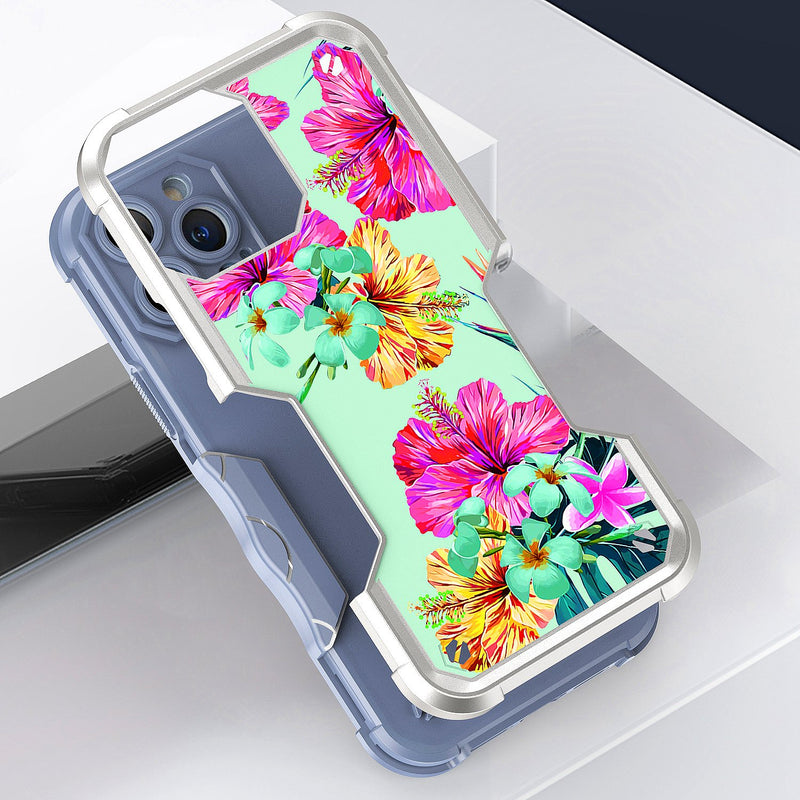 For Apple iPhone 14 PRO 6.1" Attractive Design Shockproof Hybrid Case Cover - F