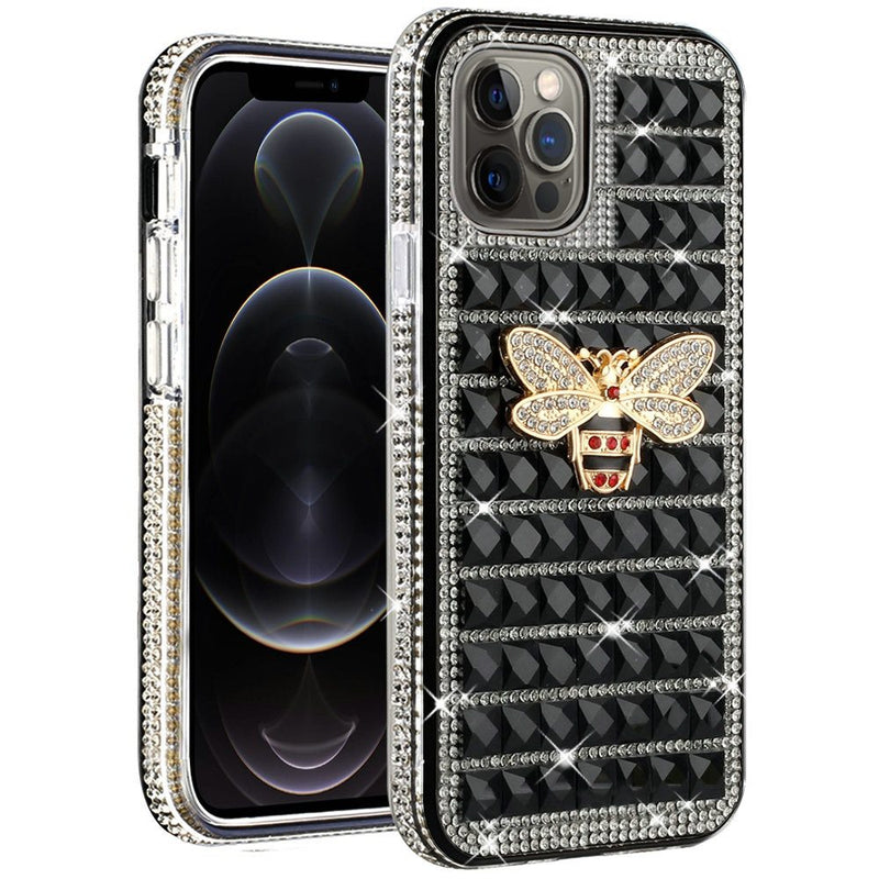 For iPhone 13 Pro Trendy Fashion Design Hybrid Case Cover - Bee on Black