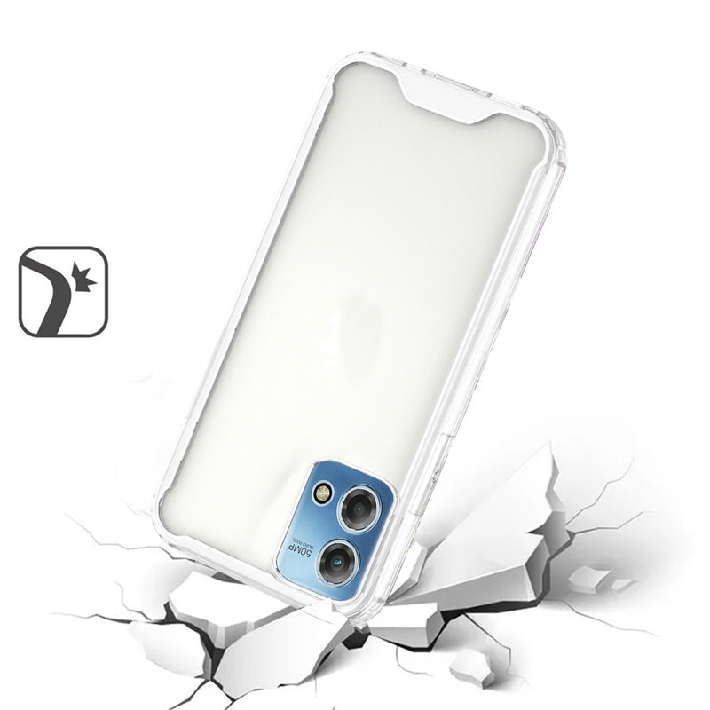 For Motorola G Stylus 5G 2023 Colored Shockproof Transparent Hard PC TPU Hybrid Case Cover - Clear/Clear