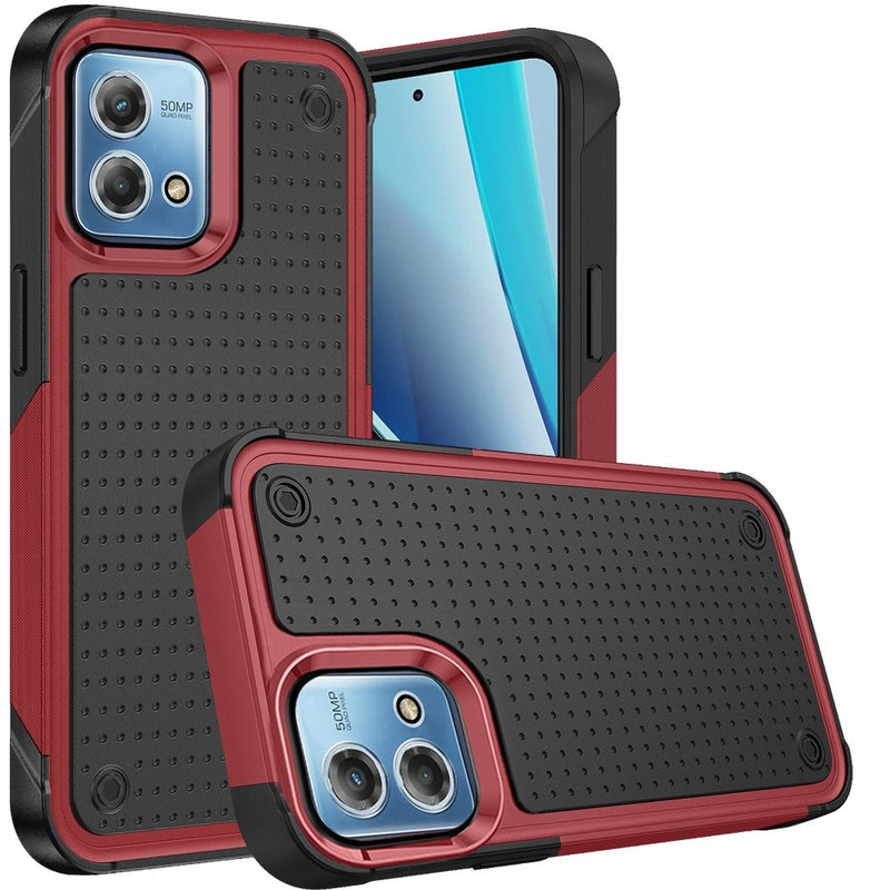 For Motorola G Stylus 5G 2023 DOT Thick Beautiful Hybrid Case Cover - Black/Red