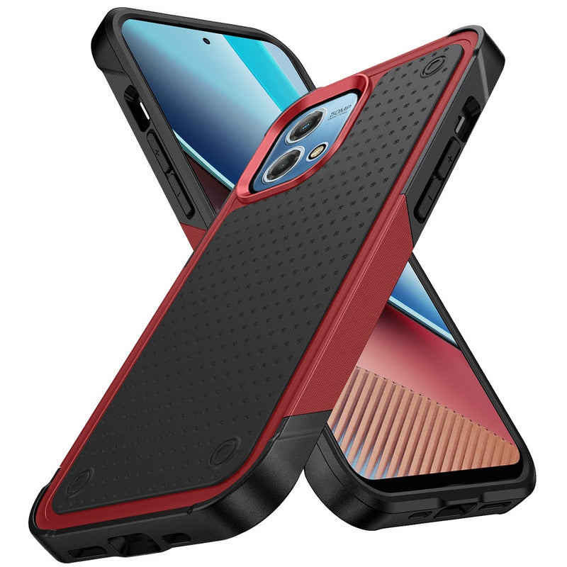 For Motorola G Stylus 5G 2023 DOT Thick Beautiful Hybrid Case Cover - Black/Red