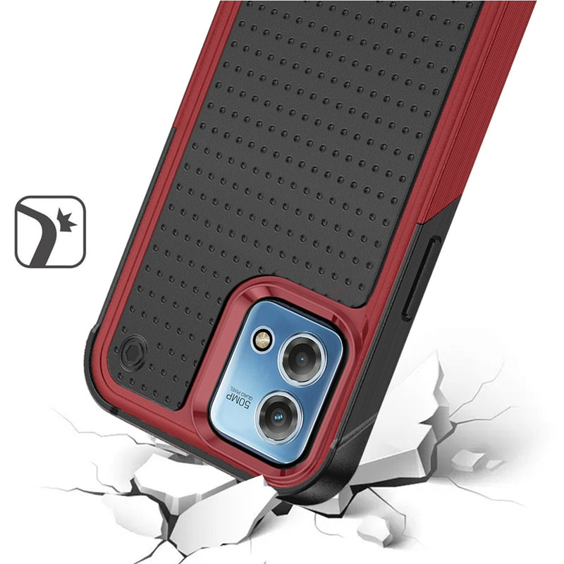 For Motorola G Stylus 5G 2023 DOT Thick Beautiful Hybrid Case Cover - Black/Red