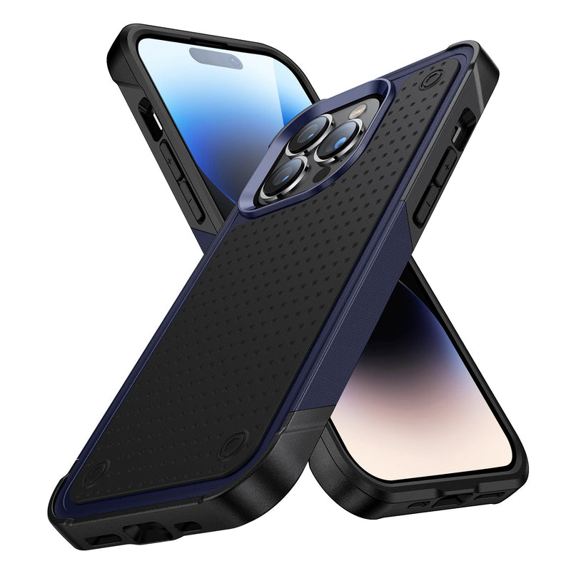 For iPhone 13 Pro Max DOT Thick Beautiful Hybrid Case Cover - Black/Blue