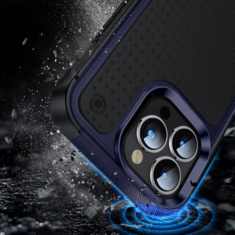For iPhone 13 Pro Max DOT Thick Beautiful Hybrid Case Cover - Black/Blue