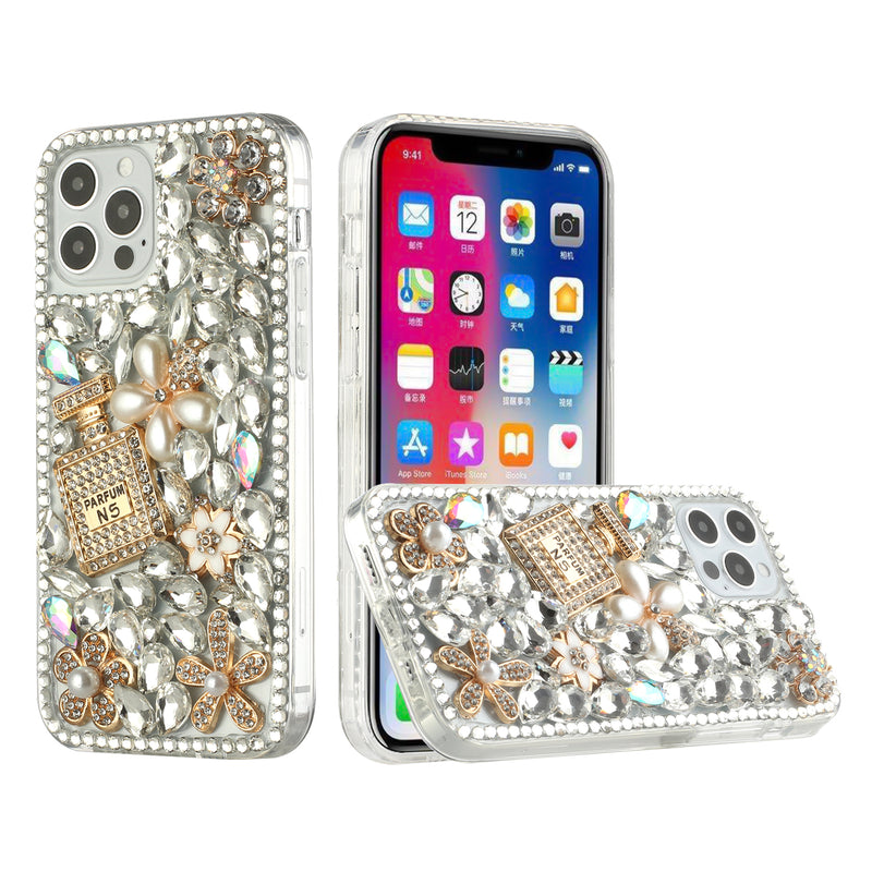 For Motorola G Stylus 5G 2023 Full Diamond with Ornaments Hard TPU Case Cover - Pearl Flowers with Perfume