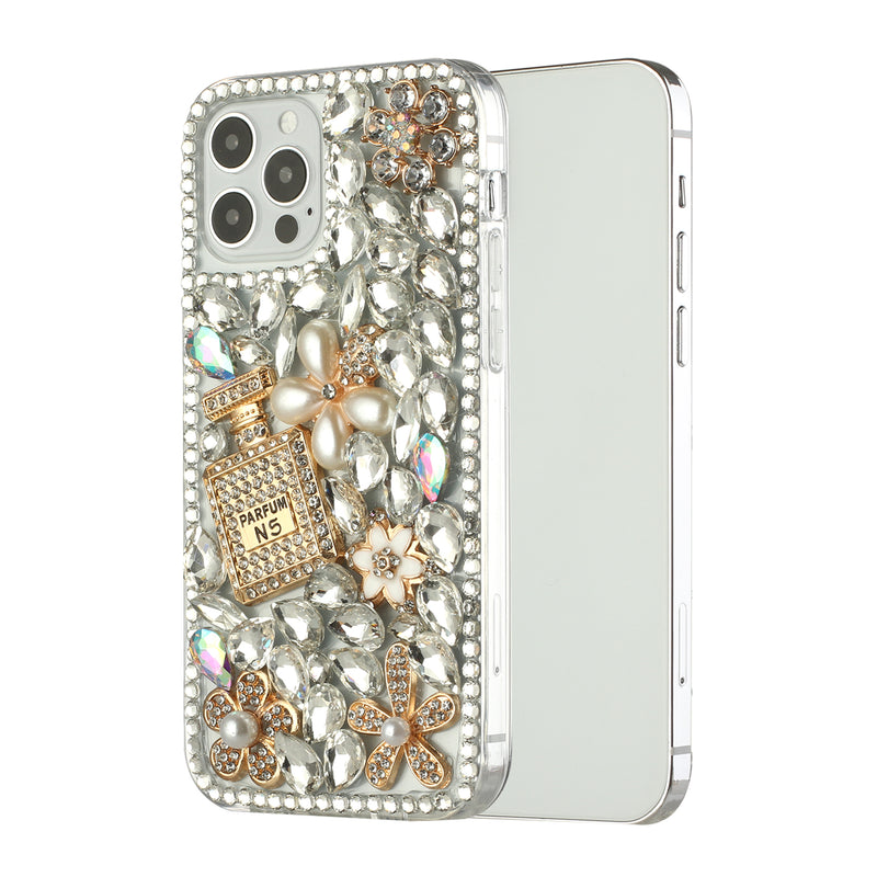 For Motorola G Stylus 5G 2023 Full Diamond with Ornaments Hard TPU Case Cover - Pearl Flowers with Perfume