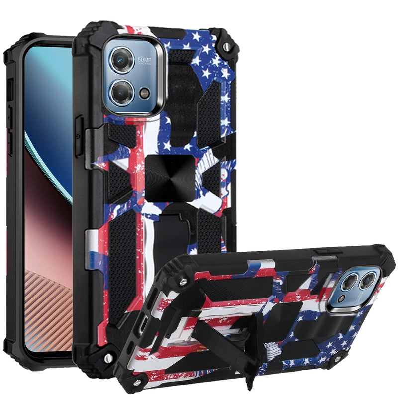 For Motorola G Stylus 5G 2023 Machine Design Magnetic Kickstand Case Cover - American Flag
