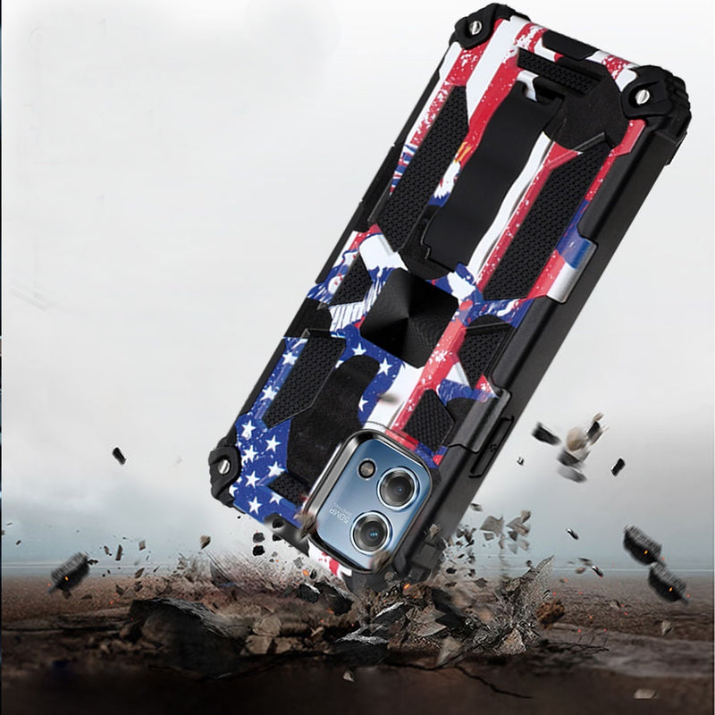 For Motorola G Stylus 5G 2023 Machine Design Magnetic Kickstand Case Cover - American Flag