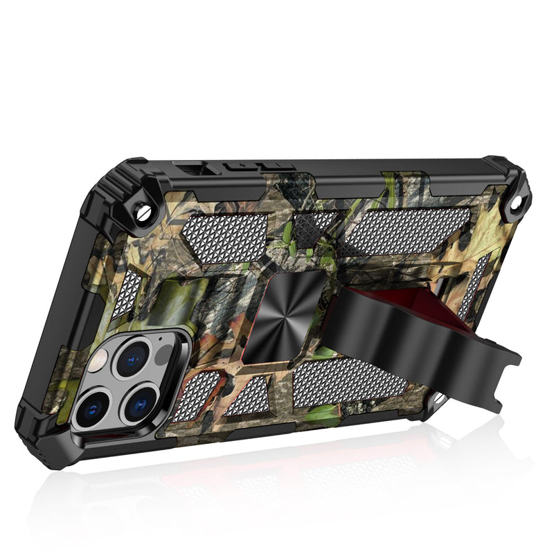 For iPhone 13 Pro Max Machine Design Magnetic Kickstand Case Cover - Camo Jungle