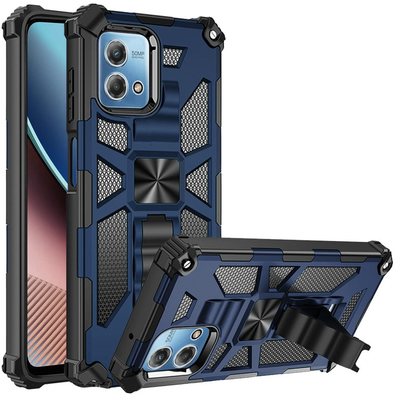 For Motorola G Stylus 5G 2023 Machine Magnetic Kickstand Case Cover - Dark Blue
