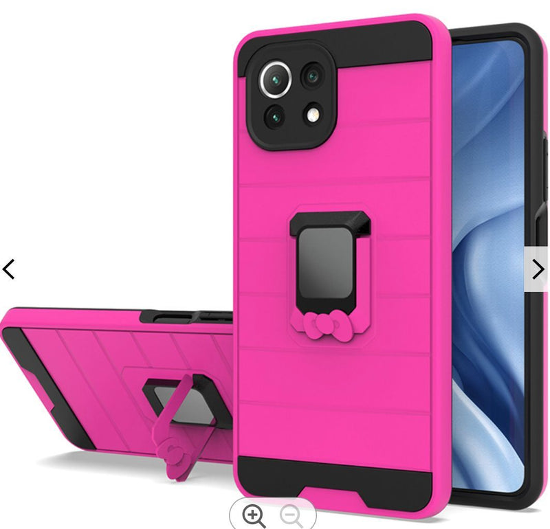 For iPhone 13 Pro Prime Magnetic Ring Stand Hybrid Case Cover - Hot Pink