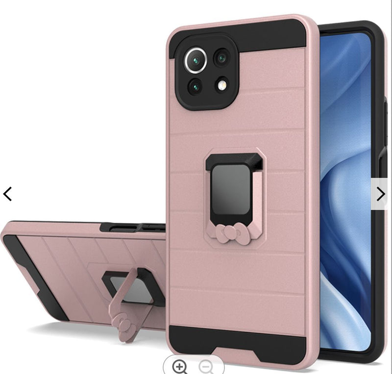 For iPhone 13 Pro Prime Magnetic Ring Stand Hybrid Case Cover - Rose Gold