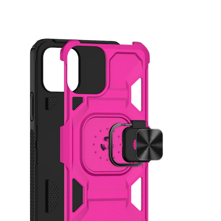 For iPhone 13 Pro QUAD ShockProof Magnetic RingStand Hybrid Case Cover - Hot Pink