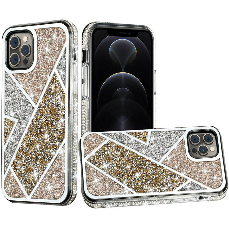 For iPhone 13 Pro Max Glitter Diamond Case Cover - Gold