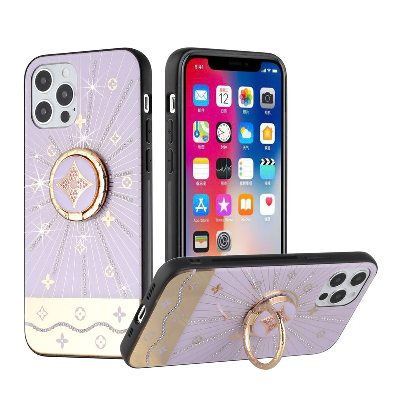 For iPhone 13 Pro SPLENDID Diamond Glitter Ornaments Engraving Case Cover - Harmony Rays Purple
