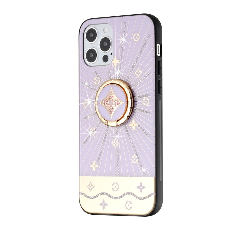 For iPhone 13 Pro SPLENDID Diamond Glitter Ornaments Engraving Case Cover - Harmony Rays Purple
