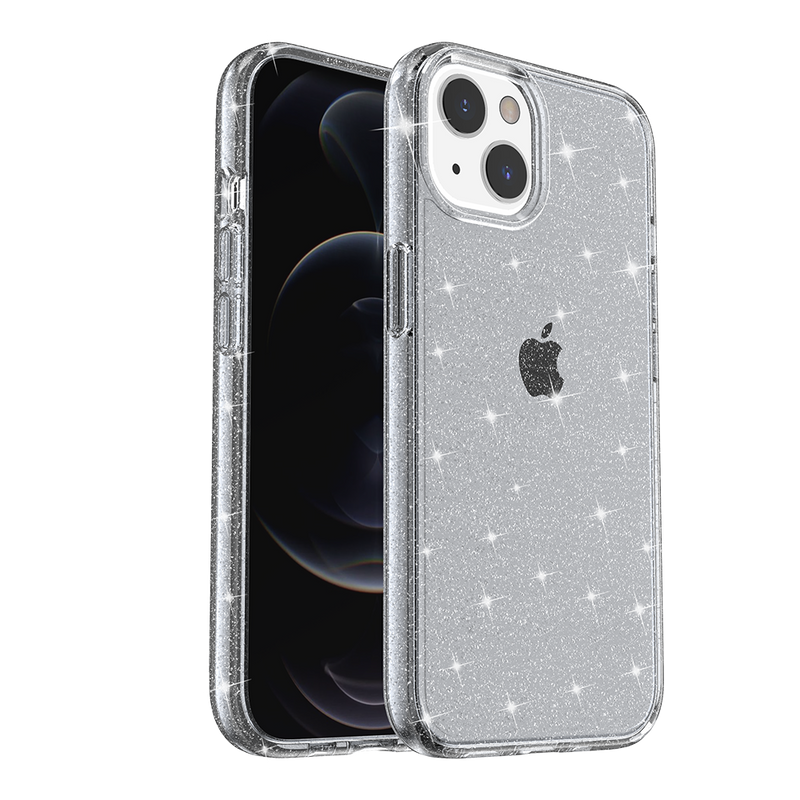 For Apple iPhone 14 PRO 6.1" Glitter Ultra Thick 3mm Transparent Hybrid Case Cover - Smoke