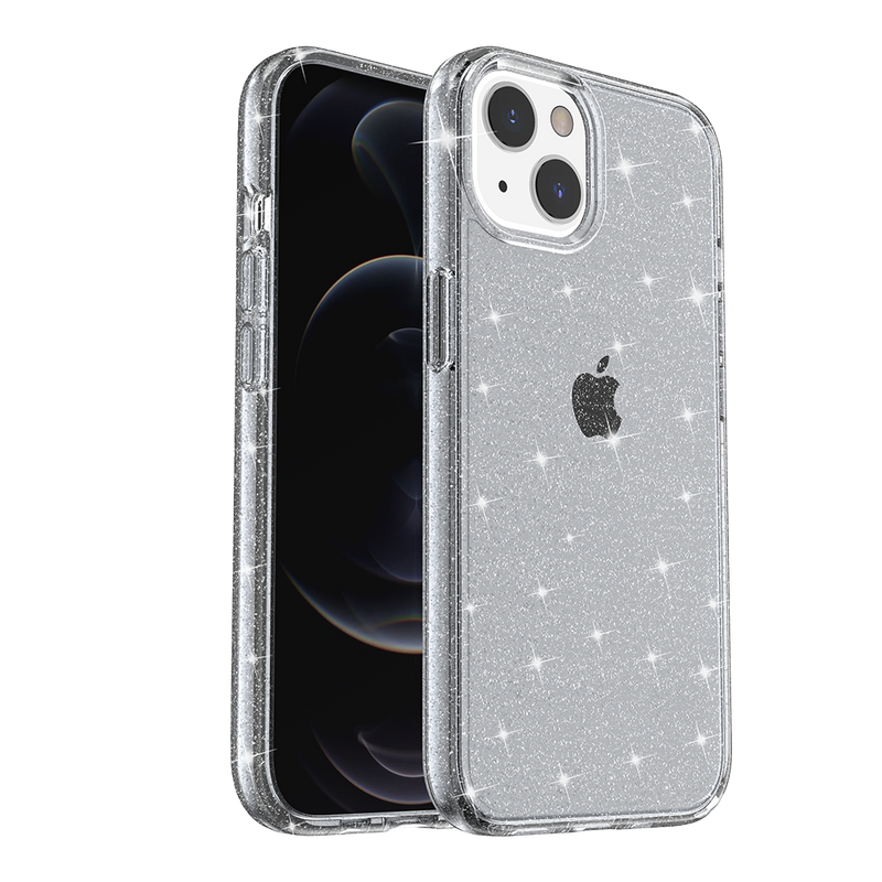 For Apple iPhone 14 PRO MAX 6.7" Glitter Ultra Thick 3mm Transparent Hybrid Case Cover - Smoke