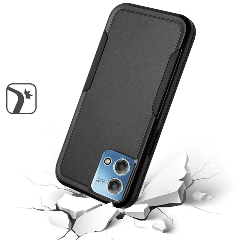 For Motorola G Stylus 5G 2023 Tough Strong Dual Layer Flat Hybrid Case Cover - Black