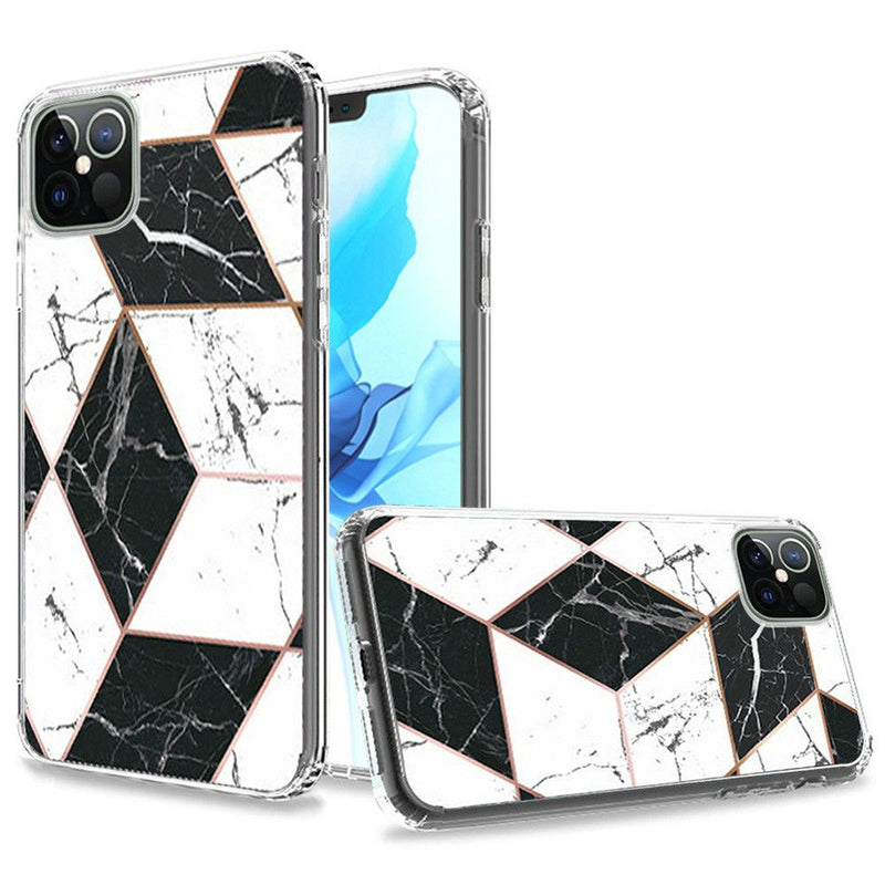 For iPhone 13 Pro Trendy Fashion Design Hybrid Case Cover - Marble