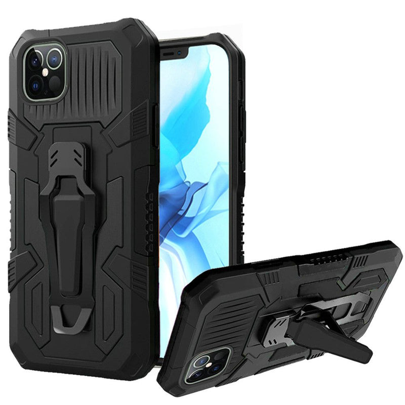For iPhone 13 Pro Travel Kickstand Clip Hybrid Case Cover - Black