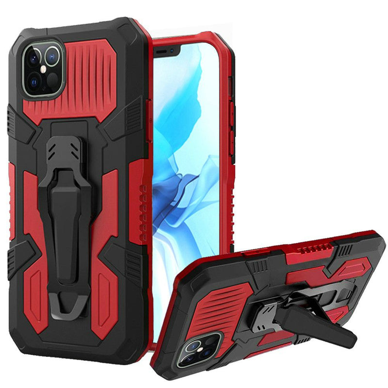 For iPhone 13 Pro Travel Kickstand Clip Hybrid Case Cover - Red