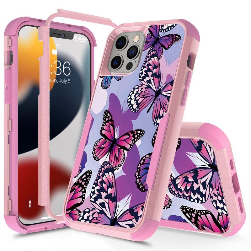 For iPhone 13 Pro Max Tough Anti-Slip Hybrid Case Cover - Butterfly