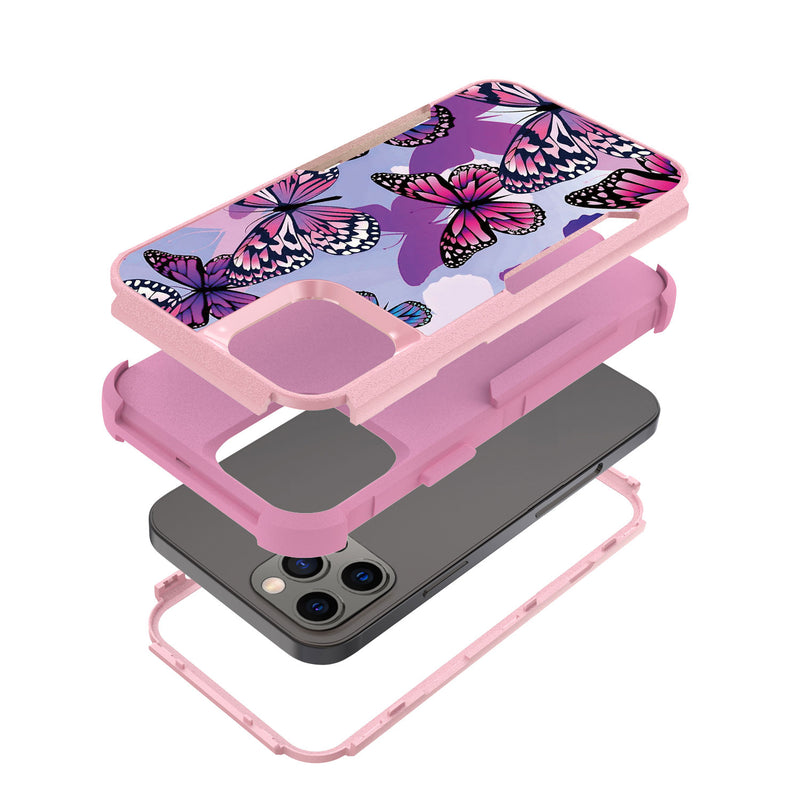 For iPhone 13 Pro Max Tough Anti-Slip Hybrid Case Cover - Butterfly