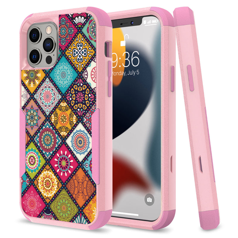 For iPhone 13 Pro Max Tough Anti-Slip Hybrid Case Cover - Colorful Mandala