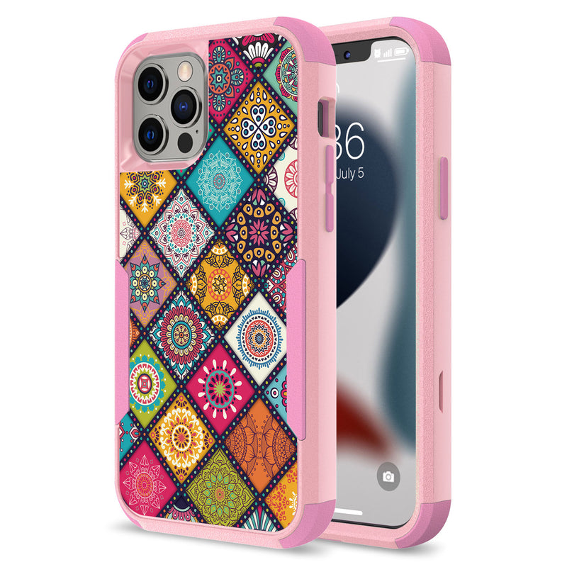 For iPhone 13 Pro Max Tough Anti-Slip Hybrid Case Cover - Colorful Mandala