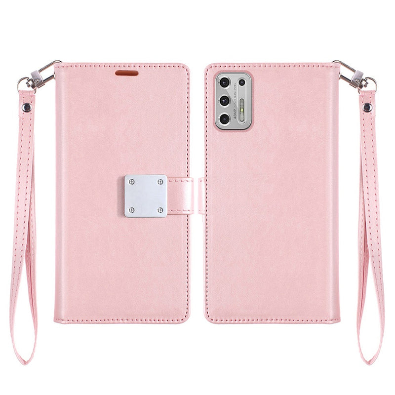 For Motorola G Stylus 5G 2023 Wallet ID Card Holder Case Cover - Rose Gold