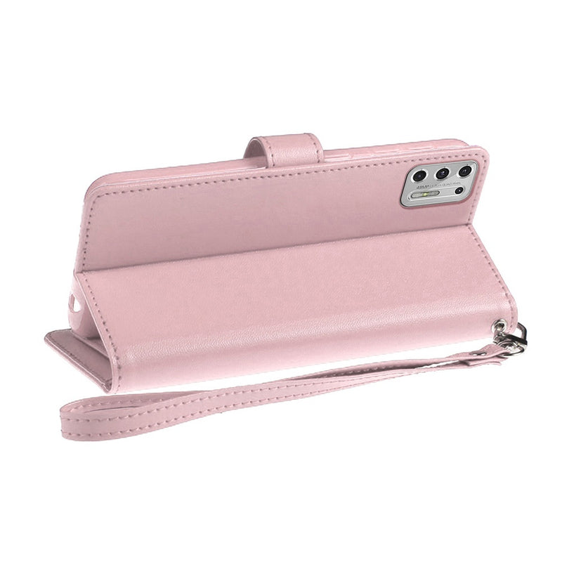 For Motorola G Stylus 5G 2023 Wallet ID Card Holder Case Cover - Rose Gold