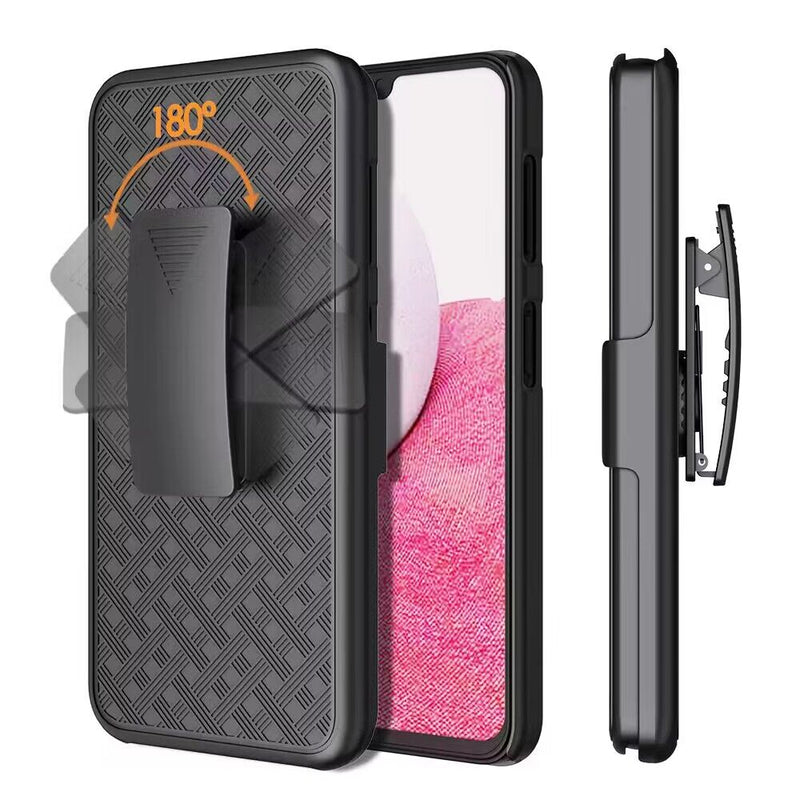 For Apple iPhone 14 PRO 6.1" Weave Premium 3in1 Combo Holster Kickstand Case Cover - Black
