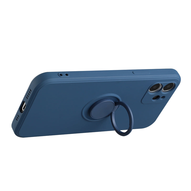 For iPhone 13 Pro Extreme 2mm Ultra-Thick Ring Magnetic Stand Case Cover - Dark Blue