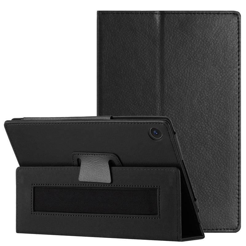 For TCL Tab 8 LE Tablet Premium PU Vegan Kickstand Case Cover - Black