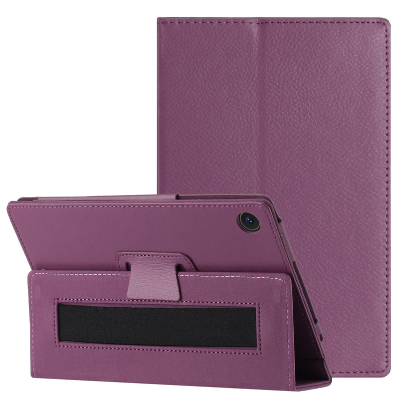 For TCL Tab 8 LE Tablet Premium PU Vegan Kickstand Case Cover - Dark Purple